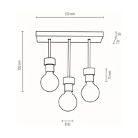 Lampa Sufitowa Chandelle 3xE27 Maks. 40W Dąb Olejowany/Czarny Metal 8424374