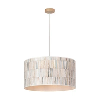 Luna Lampa Wisząca 1xE27 Maks. 60W Drewno Brzozowe/Przezroczysty Kabel PCV/Wielokolorowy Klosz Tapety 1016008410261