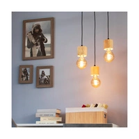 Lampa Wisząca Pino 3xE27 Max.60W Naturalna Sosna/Czarny Metal/Czarny Kabel PCV 7161350R