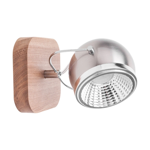 Kinkiet z drewna Ball w zestawie 1xGU10 6W LED Olejowany dąb/metal satynowy/metal chromowany 5031174