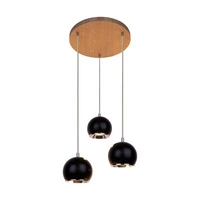 Lampa wisząca z drewna Ball w zestawie 3xLED GU10 5W Dąb Olejowany/Czarny Metal 5143374R