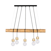 Trabo Pino Lampa Wisząca 5xE27 Max.60W Sosna Bejcowana/Czarny PCV/Czarny 69315551