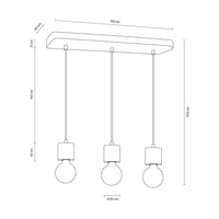 Strong Pendant Lamp 3xE27 Max.60W Gray Concrete/Black Fabric Cable 7169336L