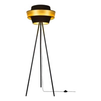Preto Gold Floor Lamp 1xE27 Max.40W Black Metal/Black PVC Cable/Black-Gold Fabric Shade 12630104