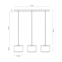 Lampa Wisząca Mateo 3xE27 Max.25W Czarny Metal/Przezroczysty Kabel PCV/Beżowa Tapeta 87811304