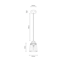 Lampa wisząca Warnemünde 1xE27 maks. 60W dąb olejowany/czarny metal/czarny kabel PVC/szkło dymione 78349104