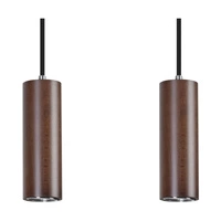 Lampa wisząca rura w zestawie Kabel 4xGU10 LED 5W z drewna bukowego w kolorze orzecha/czarnej tkaniny 1559476