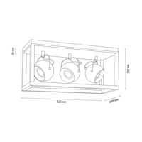 Roy Ceiling Lamp Incl.3xLED GU10 5W Oiled Oak/Black Metal 5224374