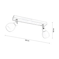 Talea Ceiling Lamp Incl. 2xG9 LED 300lm 2700K 3W Birch Wood/White Metal/White Glass 2026018020993