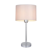 Lampa stołowa Dove 1xE27 maks. 40W chromowany metal/przezroczysty kabel PVC/biały klosz z tkaniny 724380128