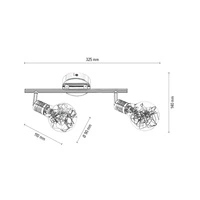 Lampa BULBS listwa sufitowa 2pkt żarówki miedziano - szklane 2507213