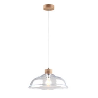 Lampa Wisząca Molde 1xE27 Max.60W Dąb Olejowany/Przezroczysty Kabel PCV/Przezroczyste Szkło 9882074