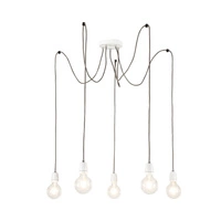Lampa Wisząca Porcia 5xE27 Max.60W Biały Metal/Biała Ceramika/Antracytowy Kabel Tkaninowy 3181502