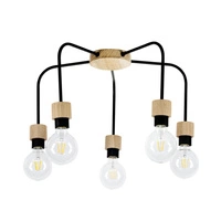 Lampa Sufitowa Eclait 5xE27 Maks. 40W Dąb Olejowany/Czarny Metal 5834574