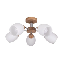 Lampa sufitowa z drewna Parma 5xE27 maks. 60W dąb olejowany/chrom metal/białe szkło 8320574