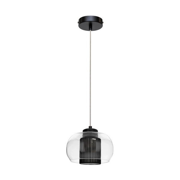 Cordia Pendant Lamp 1xE14 Max.9W Black Metal/Transparent PVC Cable/Black Fabric Shade/Transparent Glass 1192104A1028