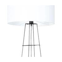 Lampa podłogowa Tiphany 1xE27 maks. 60W Czarny metal/czarny kabel PVC/biały klosz z tkaniny 8742104