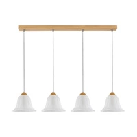 Anna Pendant Lamp 4xE27 Max.60W Oiled Oak/Transparent PVC Cable/White Glass 17940474