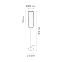 Tina Floor Lamp 1xE27 Max.60W Black Metal/Black PVC Cable/White Fabric Shade 6010404410476