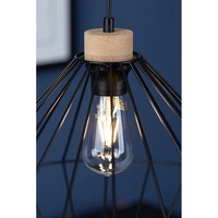 Lampa wisząca Raquelle 1xE27 maks. 60W Dąb olejowany/Czarny metal/Czarny kabel PCV 187119104