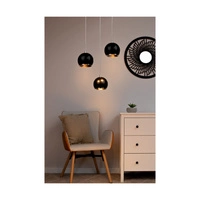Lampa wisząca z drewna Ball w zestawie 3xLED GU10 5W Drewno bukowe w kolorze orzecha/Czarny metal 5143376R