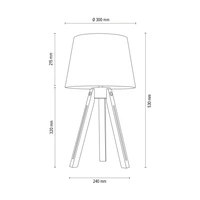 Lampa stołowa na statywie 1xE27 maks. 40W czarne drewno bukowe/przezroczysty kabel PVC/abażur z czarnej tkaniny 6115004