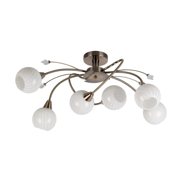 Marbella Ceiling Lamp 6xE14 Max.40W Patina Metal/White Glass 5078611G0605