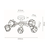 Viviane Ceiling Lamp 5xE27 Max.60W Oiled Oak/Black Metal 8224574