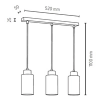 Bosco Lampa Wisząca 3xE27 Max.60W Dąb Olejowany/Transparentny/Biały 1720374