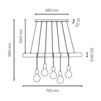 Trabo Concrete Lampa Wisząca 5xE27 Max.60W Sosna Naturalna/Czarny/Szary 69499504