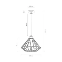 Lampa wisząca Raquelle 1xE27 maks. 60W Dąb olejowany/Czarny metal/Czarny kabel PCV 187219104