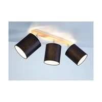 Atike Lampa Sufitowa 3xE27 Max.25W Dąb Olejowany/Chromowany Metal/Czarny Klosz Tkaniny 197546374