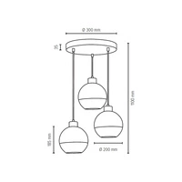 Linea Lampa Wisząca 3xE27 Max.60W Dąb Olejowany/Transparentny/Szroniony 1860374R