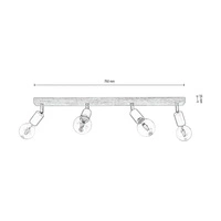 Elmo Ceiling Lamp 4xE27 Max.25W Oiled Oak/Black Metal 2264474