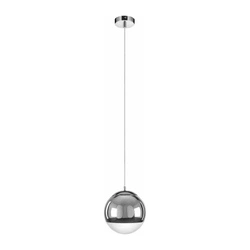 Gino Pendant Lamp 1xE27 Max.60W Chrome Metal/Transparent PVC Cable/Chrome-Transparent Glass 5801128