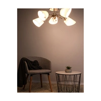 Mette Ceiling Lamp 5xE27 Max.40W Satin Metal/White Fabric Shade 8341527