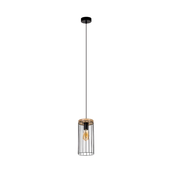 Timeo Pendant Lamp 1xE27 Max.60W Black/Oiled Oak/Black 19619104