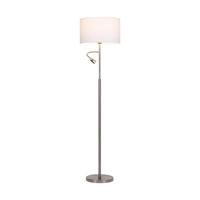 Lampa podłogowa Eros 1xE27 maks. 60W 1xLED zintegrowana 160lm 3000K 3W satynowy metal/biały klosz z tkaniny/przezroczysty kabel PVC 1232127