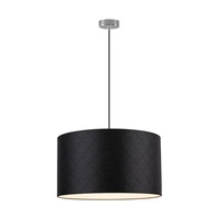 Mirabella Pendant Lamp 1xE27 Max.60W Chrome Metal/Black Fabric Cable/Black Synthetic Material Shade 1696928