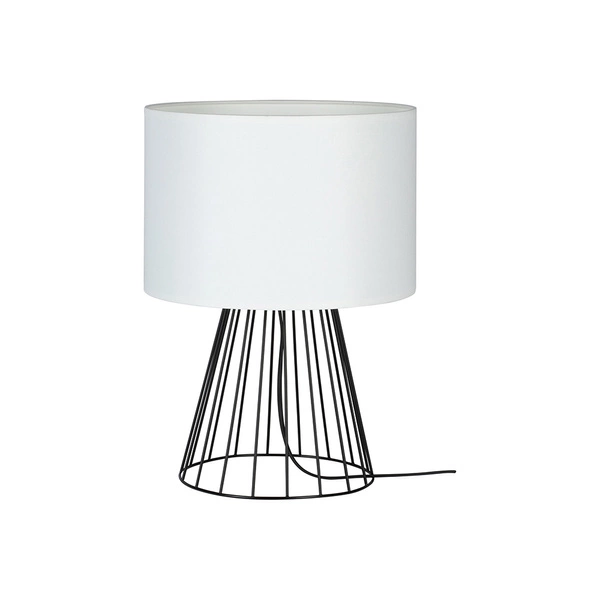 Swan Table Lamp 1xE27 Max.40W Black Metal/Black PVC Cable/White Fabric Shade 89229104