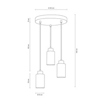 Bosco Lampa Wisząca 3xE27 Max.60W Brzoza/Transparentny/Biały 1720560