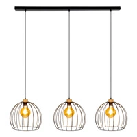 Coop Pendant Lamp 3xE27 Max.60W Oiled Oak/Black Metal/Black PVC Cable 188419304