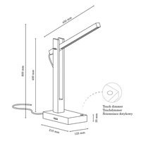 Lampa Stołowa Tukan 1xLED 24V Zintegrowana 753lm 3000K 5,5W Drewno Bukowe Orzech/Czarna Tkanina Kabel z Dotykowym Ściemniaczem 7530976