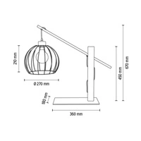 Lampa stołowa Mandarine 1xE27 maks. 60W drewno bukowe orzechowe/czarny metal/czarna tkanina kabel 85034904