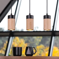 Annick Pendant Lamp Incl. 3xLED GU10 5W Oiled Oak/Black Metal/Black Silicone Braid Cable 1419304