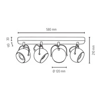 Ball Wood Lampa Sufitowa Incl. 4xLED GU10 5W Dąb Olejowany/Czarny 5133474L