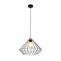 Lampa wisząca Raquelle 1xE27 maks. 60W Dąb olejowany/Czarny metal/Czarny kabel PCV 187219104