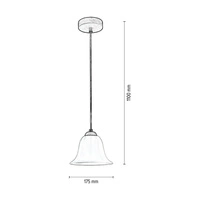 Lampa Wisząca Anna 1xE27 Max.60W Dąb Olejowany/Przezroczysty Kabel PCV/Szkło Białe 17940174