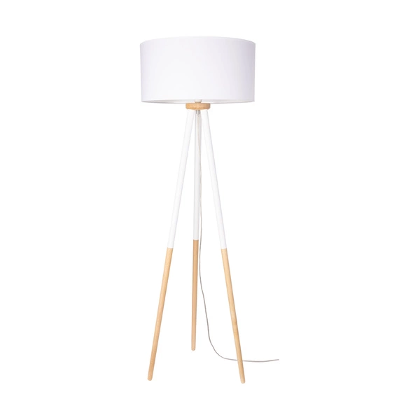 Panda Floor Lamp 1xE27 Max.60W Birch-White Wood/Transparent PVC Cable/White Fabric Shade 6016408110510