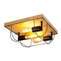 Netuno Wall/Ceiling Lamp 3xE27 Max.15W LED Oiled Oak/Black Metal 92043374